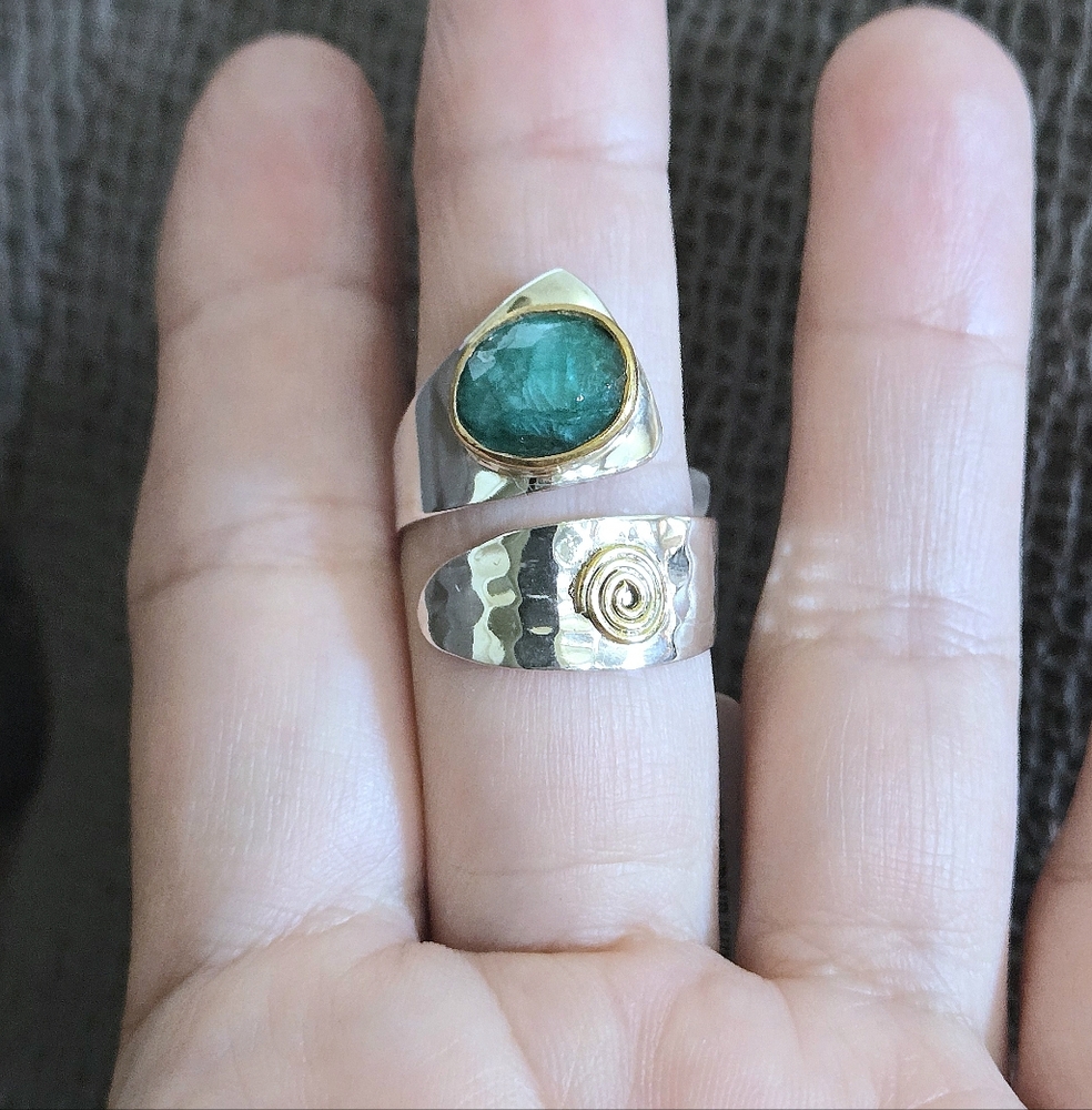 Shivam Green💚 Beryl Bypass Ring💍 - NWT - Picture 2 of 16